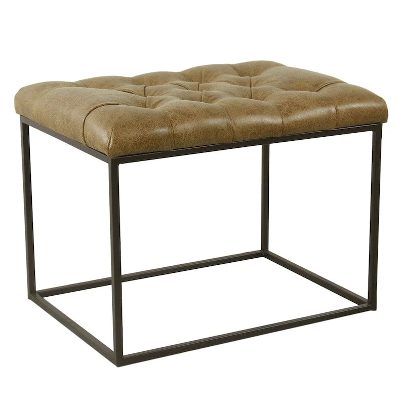 HomePop Pouf décoratif - Similicuir marron vieilli