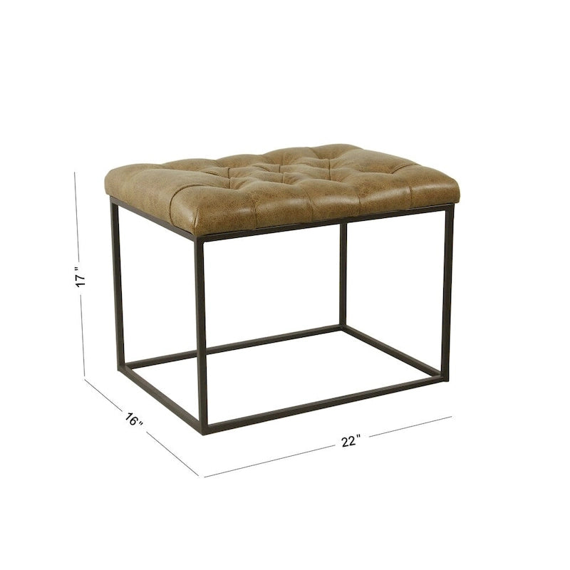HomePop Pouf décoratif - Similicuir marron vieilli