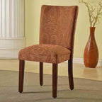 Chaise de salle à manger HomePop Parsons Damassé Rouge/Or