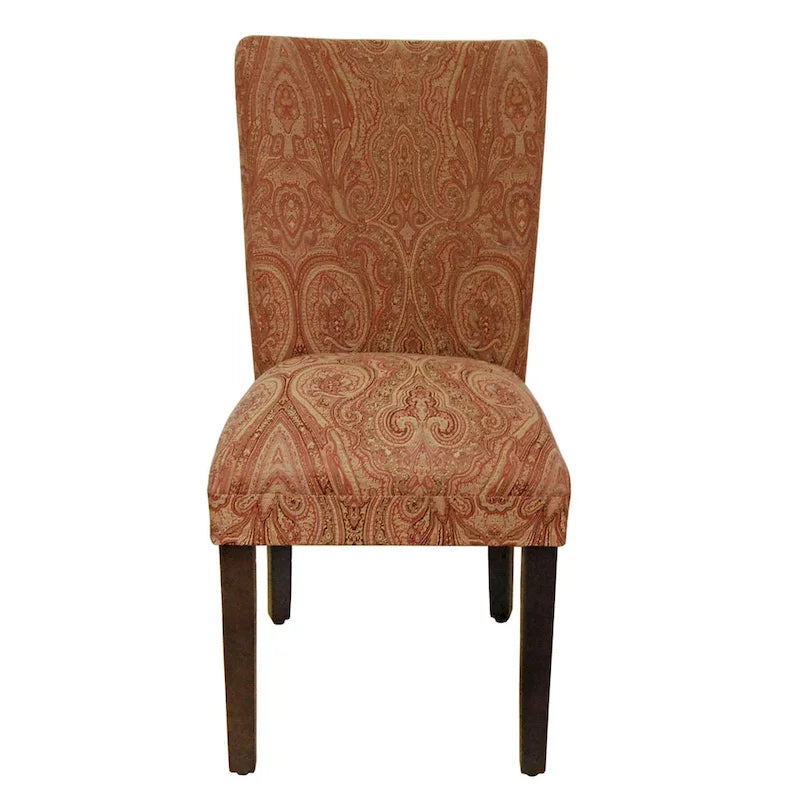 Chaise de salle à manger HomePop Parsons Damassé Rouge/Or