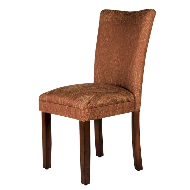 Chaise de salle à manger HomePop Parsons Damassé Rouge/Or