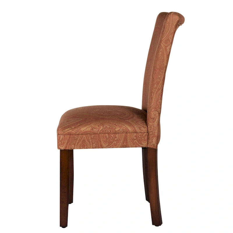 Chaise de salle à manger HomePop Parsons Damassé Rouge/Or