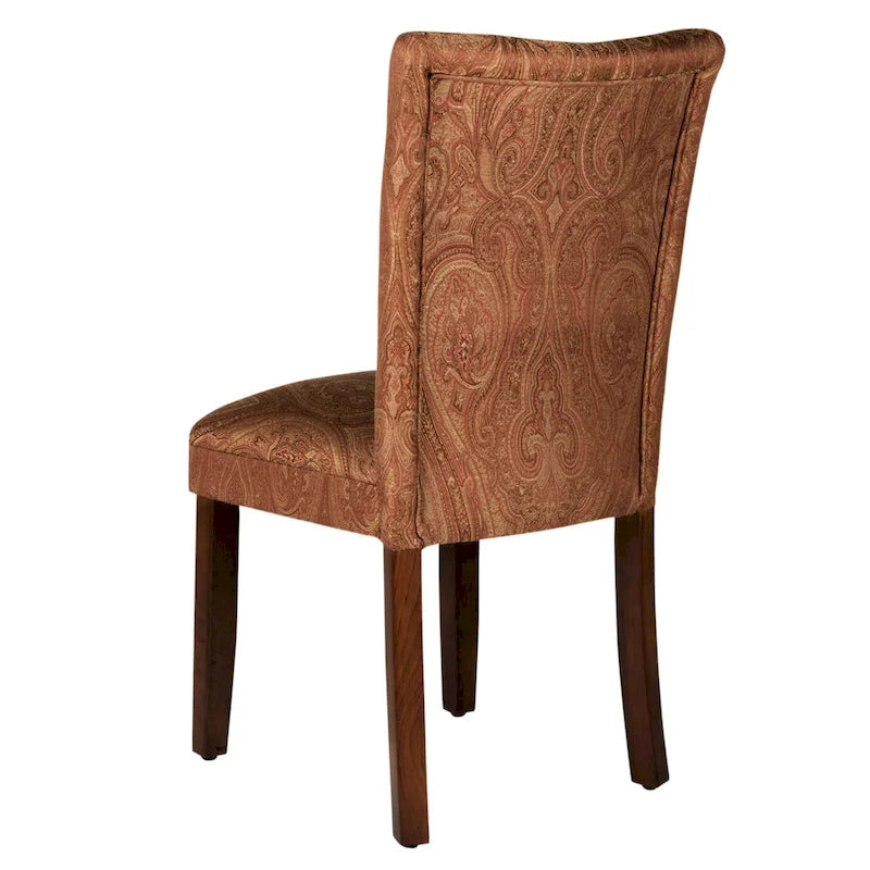 Chaise de salle à manger HomePop Parsons Damassé Rouge/Or
