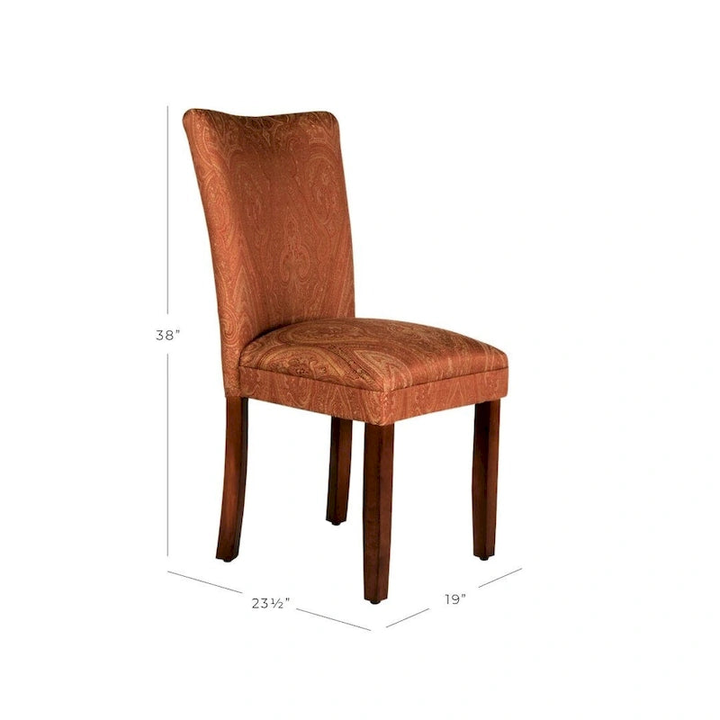 Chaise de salle à manger HomePop Parsons Damassé Rouge/Or