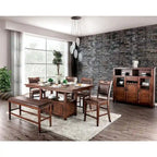 Meuble Rainier de Furniture of America, table rustique hauteur comptoir en noyer, 75 pouces