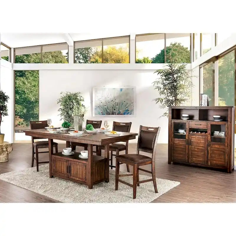 Meuble Rainier de Furniture of America, table rustique hauteur comptoir en noyer, 75 pouces