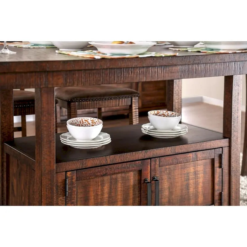 Meuble Rainier de Furniture of America, table rustique hauteur comptoir en noyer, 75 pouces