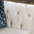 Ensemble de canapé 2 pièces capitonné en tissu blanc Addae Glam par Furniture of America