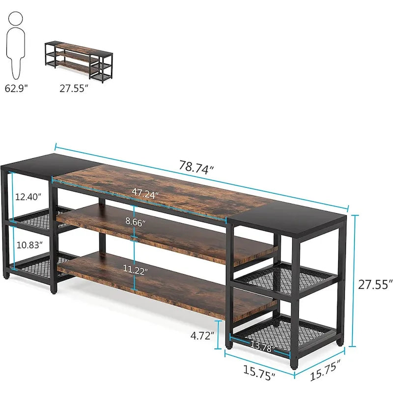 Meuble TV de 78 pouces, meuble de divertissement, console TV