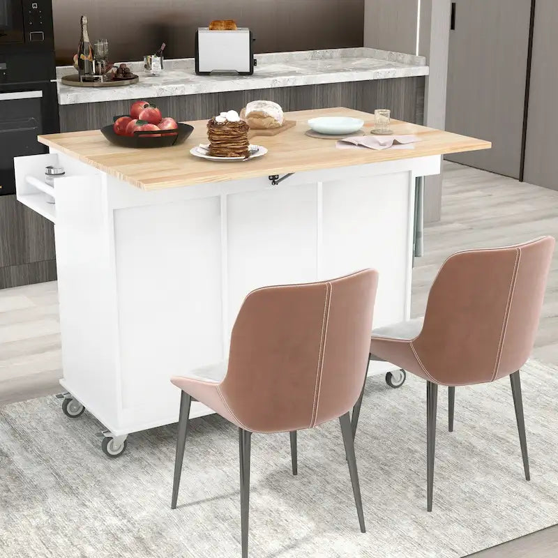 Îlot de cuisine mobile roulant de 52,7 pouces de largeur avec roues verrouillables