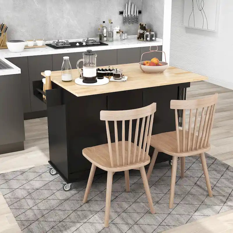 Îlot de cuisine mobile roulant de 52,7 pouces de largeur avec roues verrouillables
