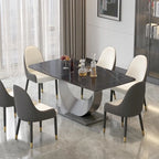 Table à manger rectangulaire en pierre frittée, style moderne, 71 po