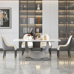 Table à manger rectangulaire en pierre frittée, style moderne, 71 po