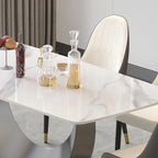 Table à manger rectangulaire en pierre frittée, style moderne, 71 po