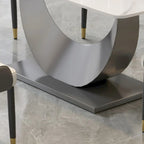 Table à manger rectangulaire en pierre frittée, style moderne, 71 po