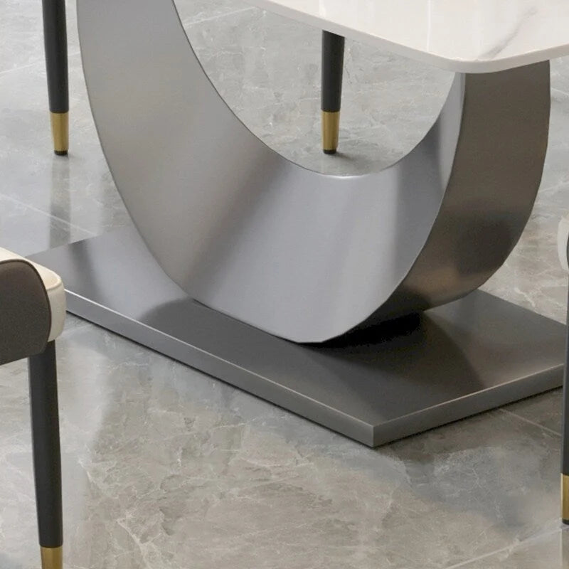 Table à manger rectangulaire en pierre frittée, style moderne, 71 po