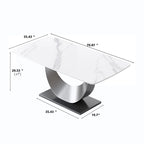 Table à manger rectangulaire en pierre frittée, style moderne, 71 po