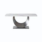 Table à manger rectangulaire en pierre frittée, style moderne, 71 po