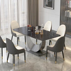 Table à manger rectangulaire en pierre frittée, style moderne, 71 po