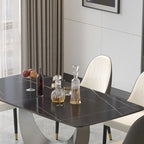 Table à manger rectangulaire en pierre frittée, style moderne, 71 po