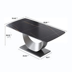 Table à manger rectangulaire en pierre frittée, style moderne, 71 po