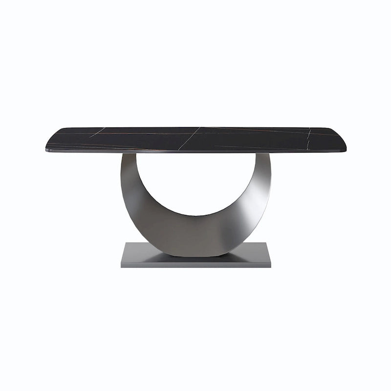 Table à manger rectangulaire en pierre frittée, style moderne, 71 po