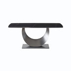 Table à manger rectangulaire en pierre frittée, style moderne, 71 po