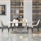 Table à manger rectangulaire en pierre frittée, style moderne, 71 po