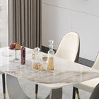 Table à manger rectangulaire en pierre frittée, style moderne, 71 po