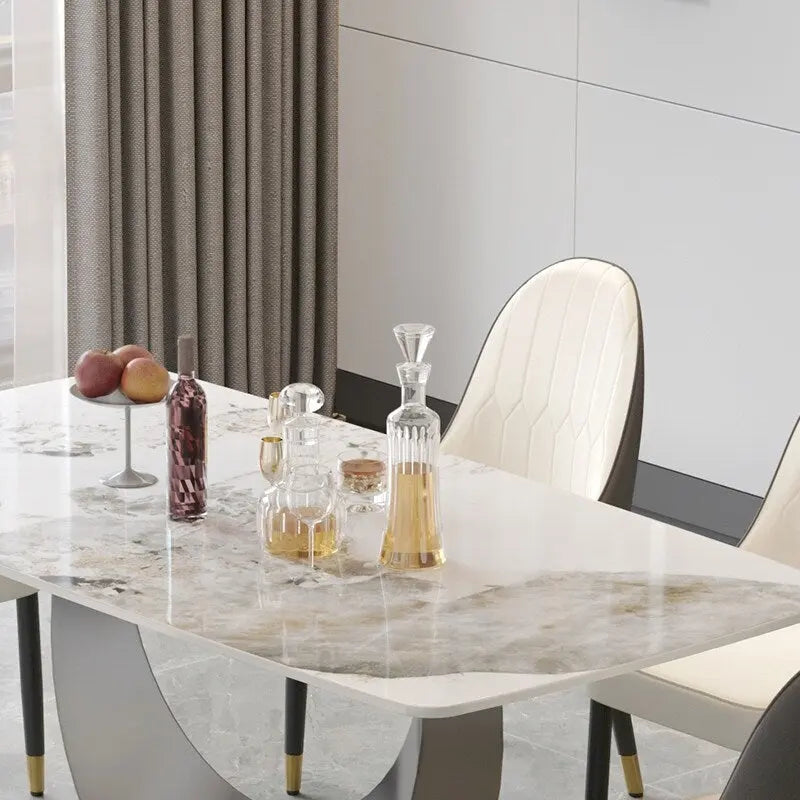 Table à manger rectangulaire en pierre frittée, style moderne, 71 po