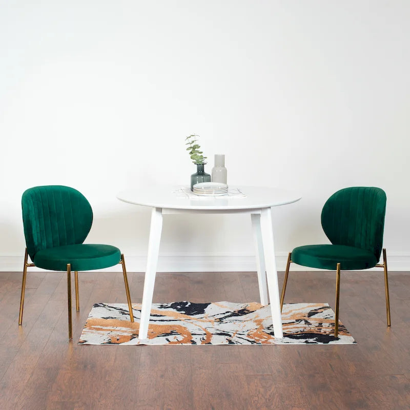 Roundhill Furniture Amoa – Ensemble de salle à manger contemporain 3 pièces, table ronde blanche et 2 chaises