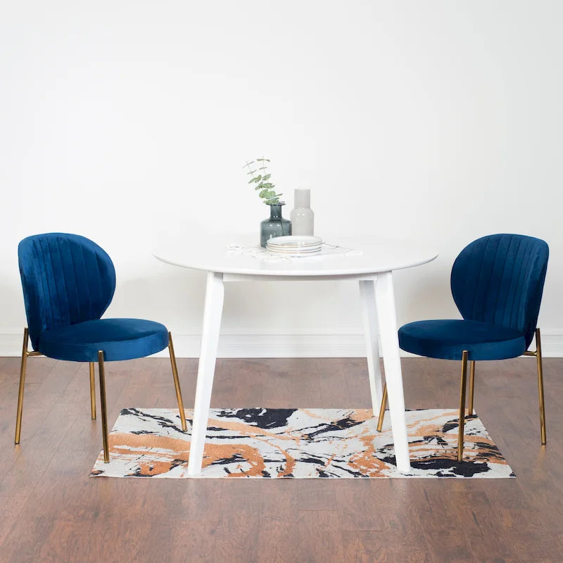 Roundhill Furniture Amoa – Ensemble de salle à manger contemporain 3 pièces, table ronde blanche et 2 chaises