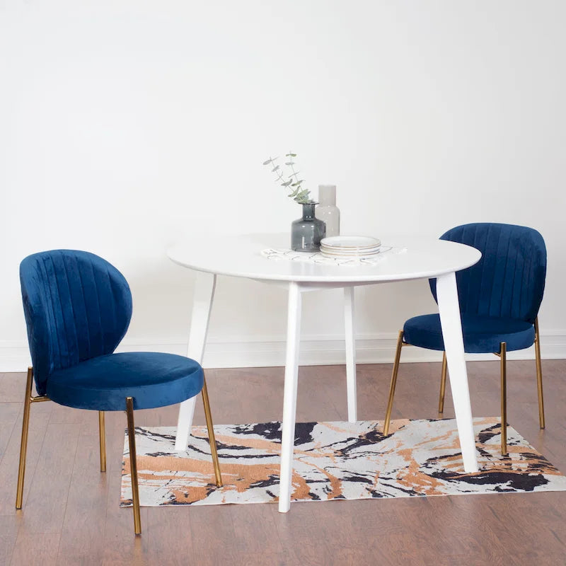 Roundhill Furniture Amoa – Ensemble de salle à manger contemporain 3 pièces, table ronde blanche et 2 chaises