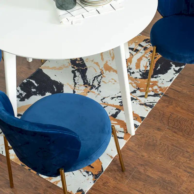 Roundhill Furniture Amoa – Ensemble de salle à manger contemporain 3 pièces, table ronde blanche et 2 chaises