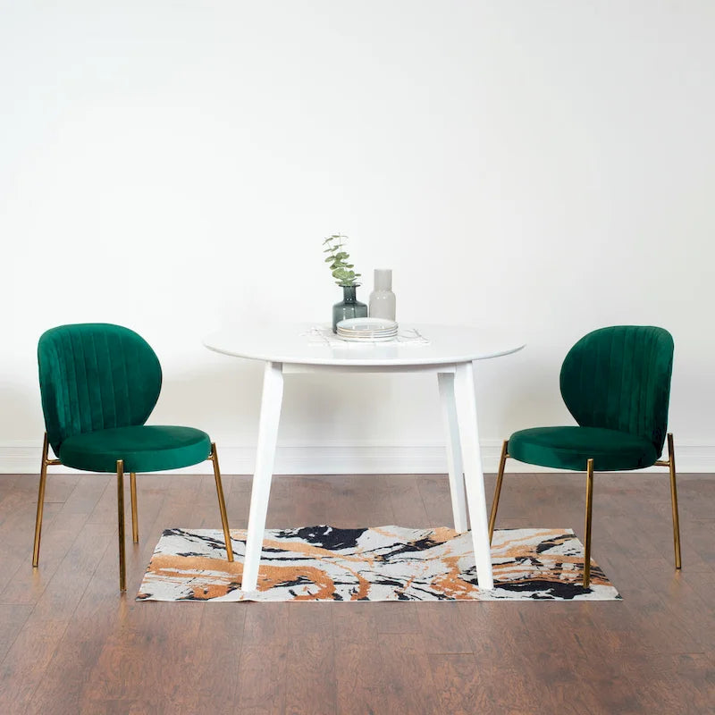 Roundhill Furniture Amoa – Ensemble de salle à manger contemporain 3 pièces, table ronde blanche et 2 chaises