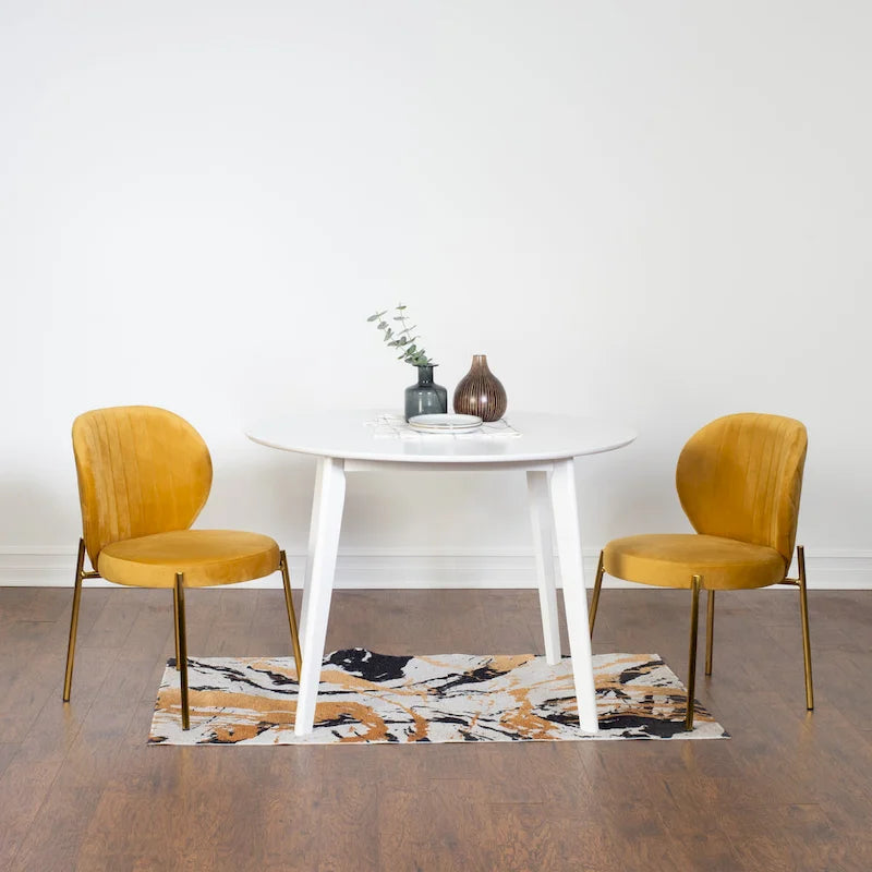 Roundhill Furniture Amoa – Ensemble de salle à manger contemporain 3 pièces, table ronde blanche et 2 chaises