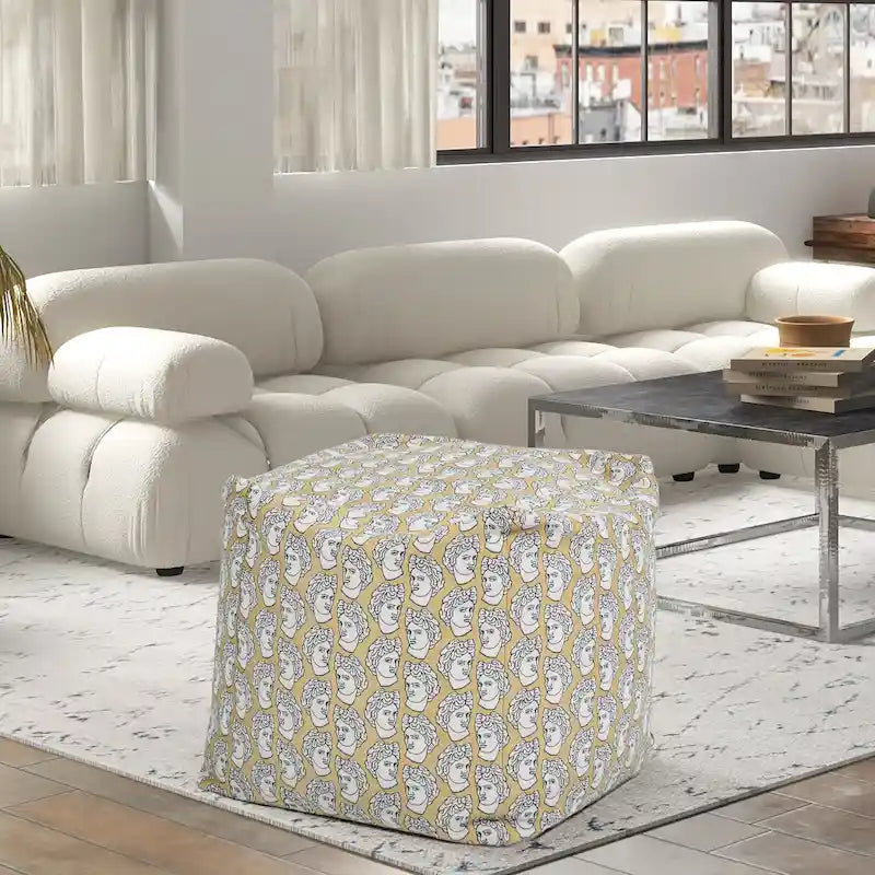 Pouf cube ottoman géant de luxe brodé 23