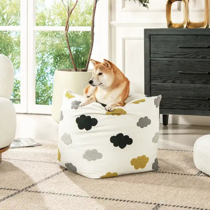 Pouf cube ottoman géant de luxe brodé 23