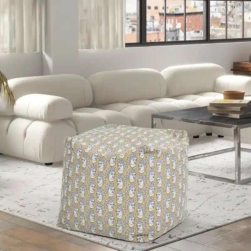 Pouf cube ottoman géant de luxe brodé 23