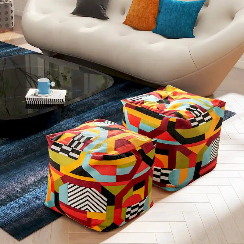 Pouf cube ottoman géant de luxe brodé 23