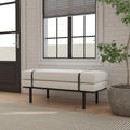 Banc rembourré HomePop avec piètement en métal – Boucle crème
