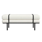 Banc rembourré HomePop avec piètement en métal – Boucle crème