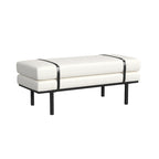 Banc rembourré HomePop avec piètement en métal – Boucle crème