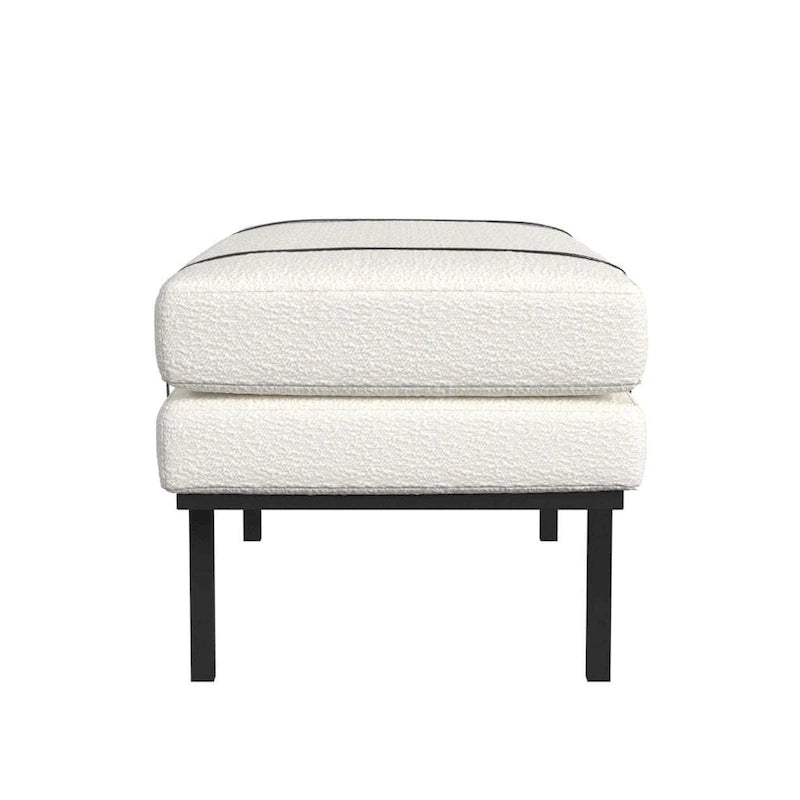 Banc rembourré HomePop avec piètement en métal – Boucle crème