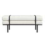 Banc rembourré HomePop avec piètement en métal – Boucle crème