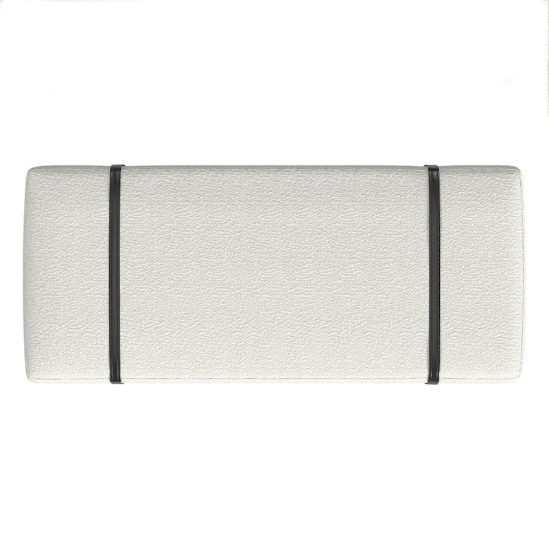 Banc rembourré HomePop avec piètement en métal – Boucle crème