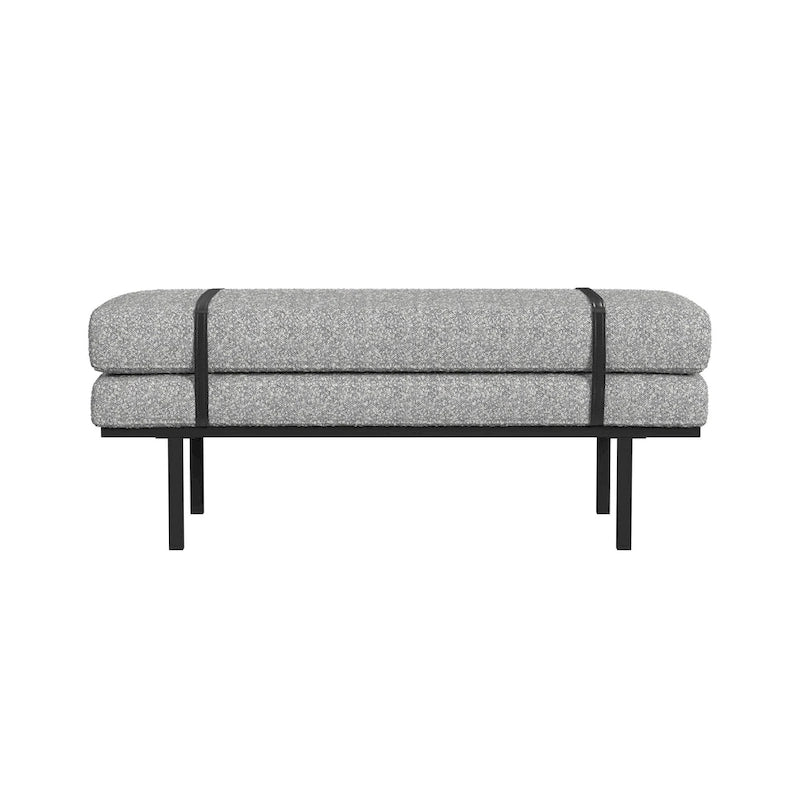 Banc rembourré HomePop avec piètement en métal – Boucle crème