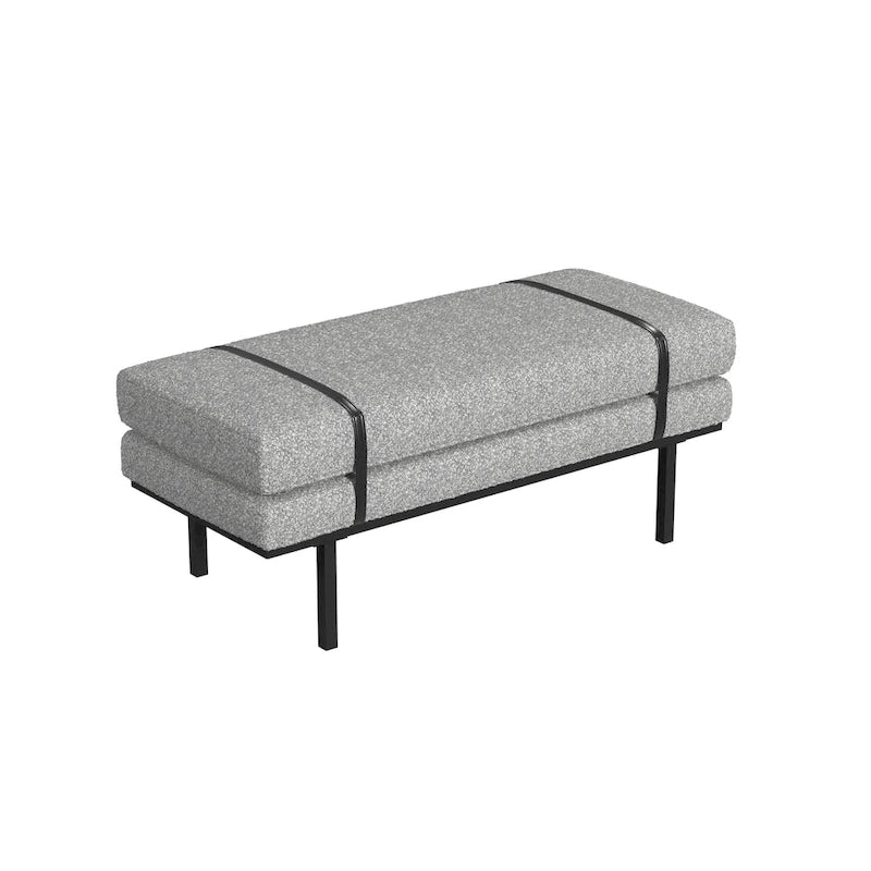 Banc rembourré HomePop avec piètement en métal – Boucle crème