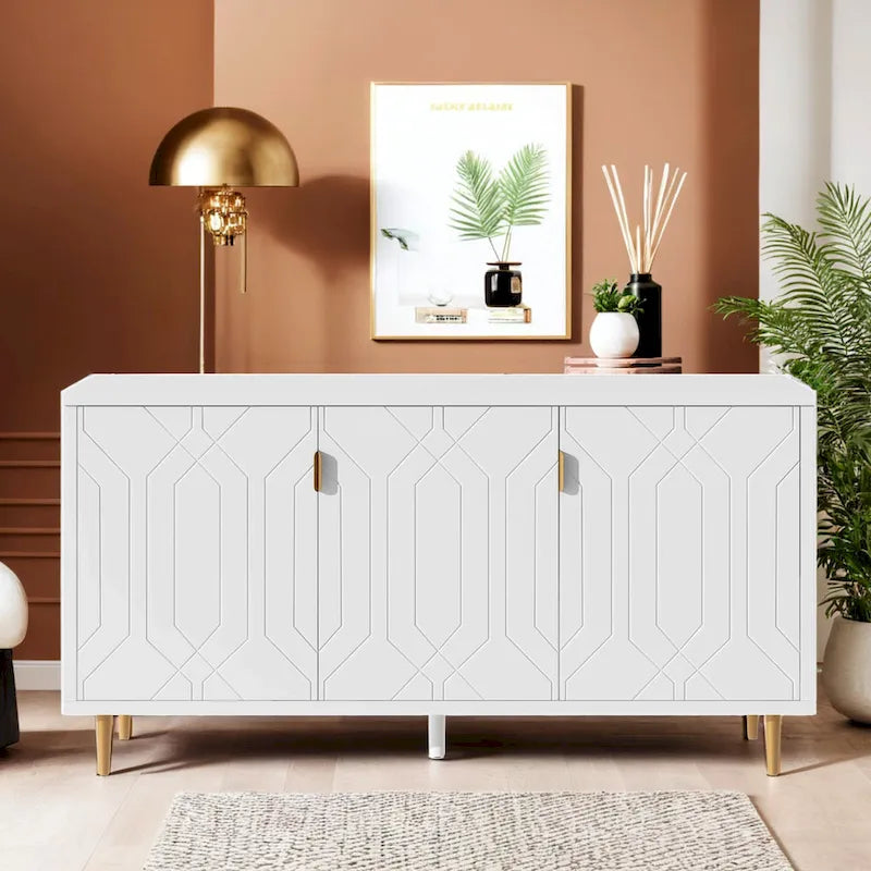 Meuble TV, console avec étagères réglables, buffet de rangement pour salon