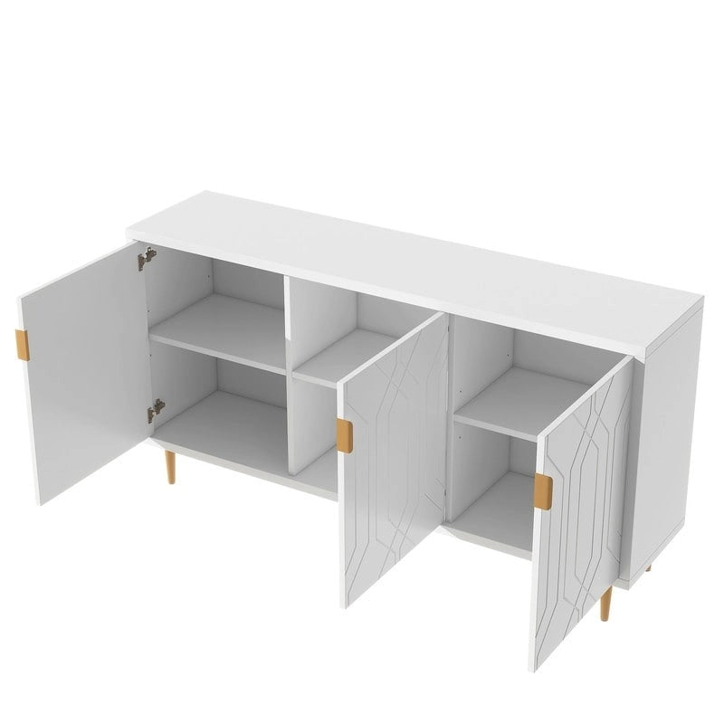 Meuble TV, console avec étagères réglables, buffet de rangement pour salon